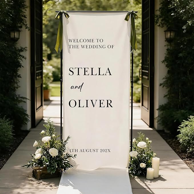 Custom Linen Wedding Welcome Banner by VIRAGIL