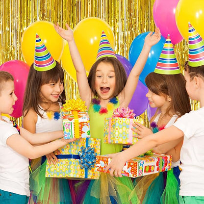10 Pack Gold Backdrop Curtain 3.2ft x 8.2ft Metallic Tinsel Foil Fringe - Image 5