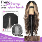 Dark Brown Mixed Blonde Wig for Women Long Wavy 4x1 Lace Natural Hairline Glueless for Beginners Middle Part Synthetic for Daily Party Use 26Inch