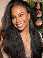 YIROO Bye Bye Knots Glueless Wig Yaki Straight Pre Cut 7x5 HD Lace Front Wig Human Hair Put On and Go Pre Everything Wig with Baby Hair Pre Bleached Invisible Knots 180% Density Easy to Wear 22inch