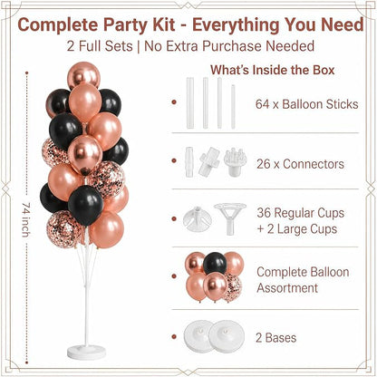 HIINS Rose Gold Black Balloon Column Kit Set of 2 - Image 3