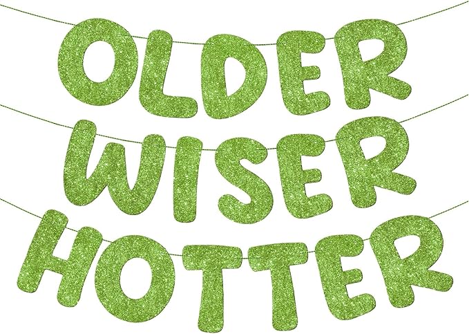 Fulmoon Set of 3 Pre Strung Older Wiser Hotter Glitter Banner Funny Birthday by Fulmoon