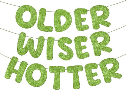 Fulmoon Set of 3 Pre Strung Older Wiser Hotter Glitter Banner Funny Birthday by Fulmoon