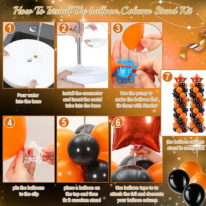 Gejoy 110 Pcs Orange Black Balloons Column Stand Kit Adjustable Tower Stand - Image 4