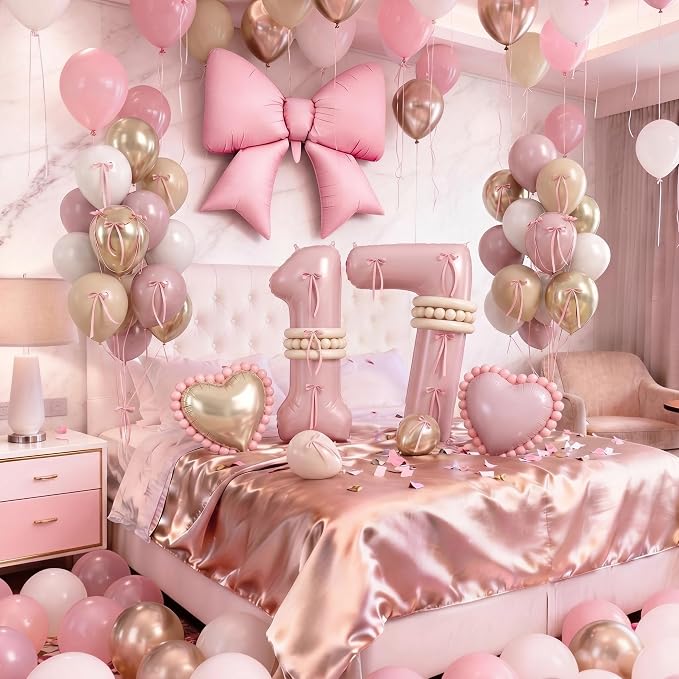 40 Inch Dusty Pink 17 Number Balloon - Image 4