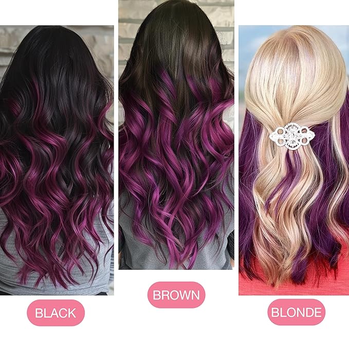 GOO GOO Tape in Hair Extensions Human Hair, Violet, 16inch 25g 10pcs, Colored Tape ins Human Hair Extensions, Silky&Soft Invisible Tape Ins, Hair Highlighted for Party