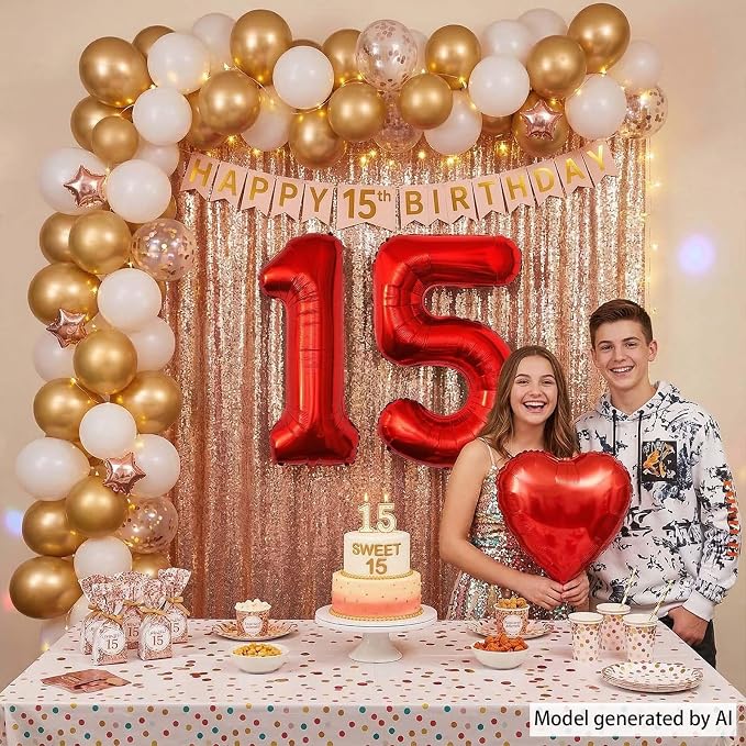 Red Number 15 Balloon 40 Inch, Foil Numeral - Image 3