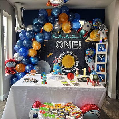 60Pcs Balloons Orange Blue, Outer Space Party Balloons Set, Graduation - Image 5