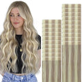 VINBAO 55g Invisi Edge Tape in Human Hair Extensions Dirty Blonde Highlighted Blonde 20in 20pcs Injection Tape in Hair Extensions Natural Blend 20inch #18P60
