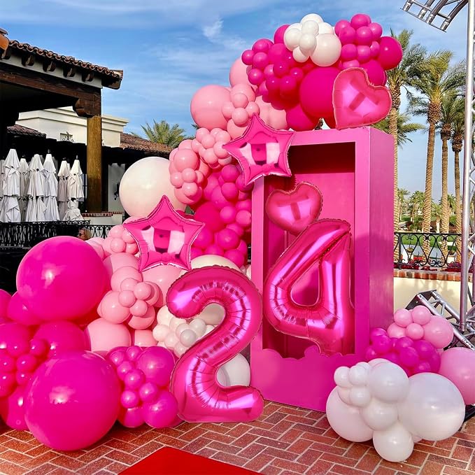 40 Inch Number Balloons Hot Pink 4 Cowgirl Pink 4th Birthday Decor 9 Pcs | - Image 6