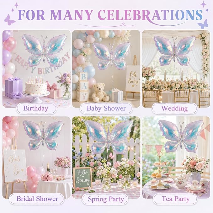 Iridescent Butterfly Balloons, Woodland and Forest Decorations - Image 9