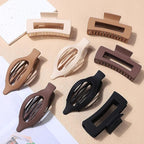 Hair Clips for Women 4.3 Inch Large Hair Claw Clips 8 pcs Square Claw Clips & Flat Hair Clips for Thick or Thin Hair French Concord Hair Barrettes Alligator Hair Accessories for Women (Brown)