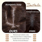 Hair Toppers for Women Clip in Bangs Real Human Hair,30g Dark Brown Topper for Women 150% Density Silk Base Clip in Pieces Straight Hair