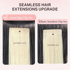 DOORES Clip in Hair Extensions Set 14 Inch 130g, 6pcs Invisi Edge Clip ins and 3pcs Classic Seamless Clip ins, Injected Virgin Real Human Hair Extensions Natural Invisible Straight, #60A