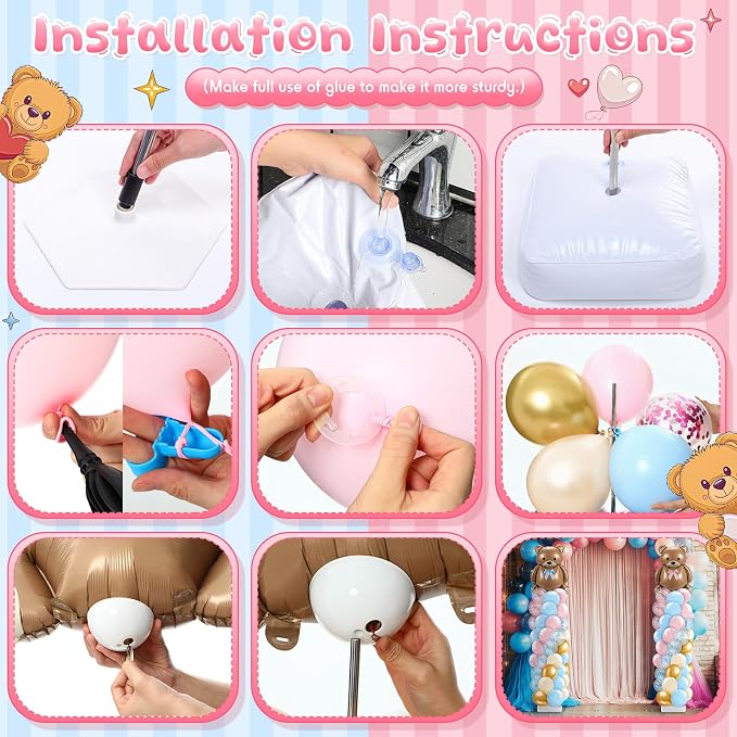 Lunmon 2 Sets Bear Gender Reveal Decorations, Bear Balloon Column Stand Kit - Image 5