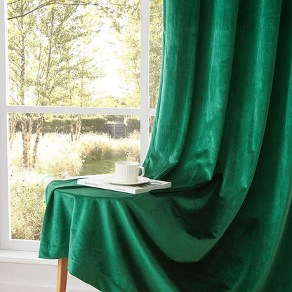 Velvet Green Grommet Blackout Curtains 120 inch Length - Image 4