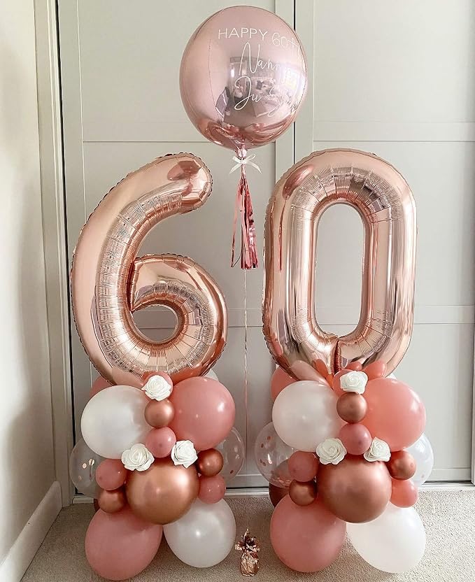 40 Inch Rose Gold 60 Number Balloons Giant Jumbo Huge 60 Foil Mylar Helium - Image 5