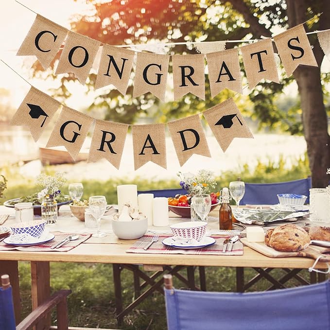 3Pcs Graduation Burlap Banner 2027, Congrats Grad Banner | Pre-strung, - Image 6