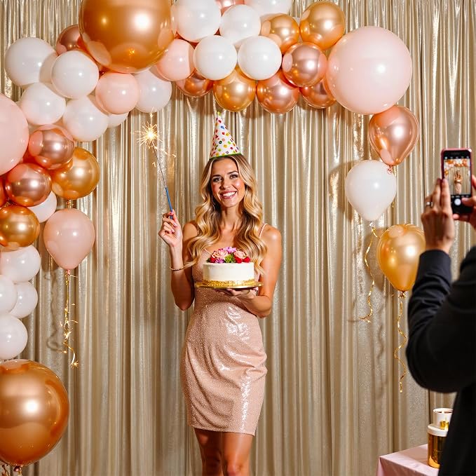 40ftx10ft Shimmer Champagne Sequin Backdrop Curtain - Image 9