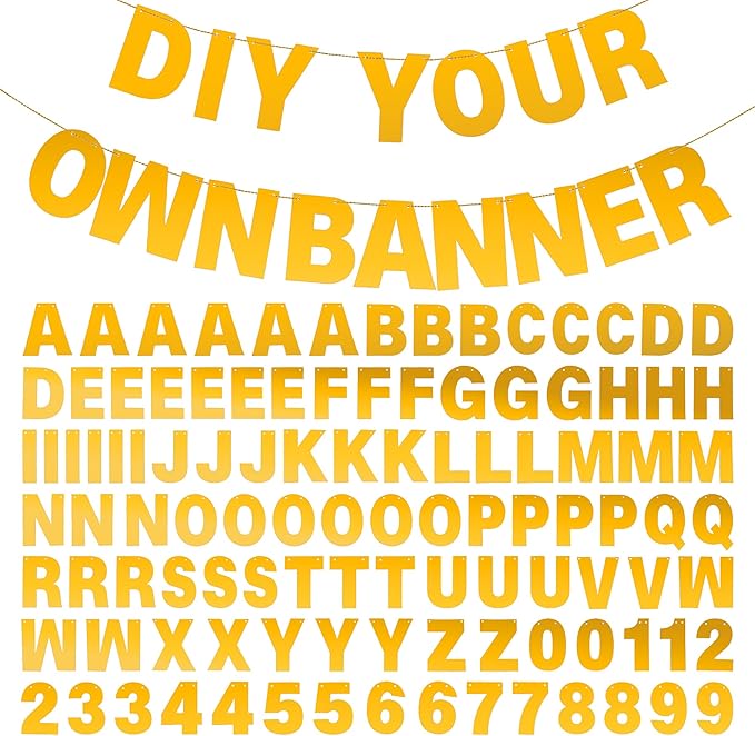 DIY Banner Kit with Letters Bright Gold Customizable Birthday Banners by mifengda