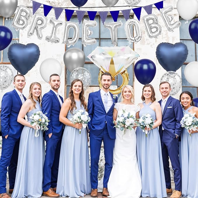 Blue Silver Bachelorette Party Decorations - Image 3