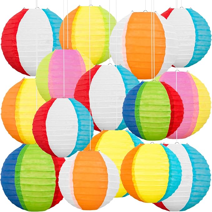 ‎Renbuzhu 37PCS Pool Party Decorations Beach Ball Paper Lanterns Bulk by Renbuzhu