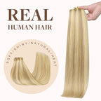 GOO GOO Clip in Hair Extensions Real Human Hair, Remy Human Hair Extensions Clip ins for Women, Natural Human Hair, 24inch 140g 7Pcs, #18D/22F Dirty Blonde Highlights