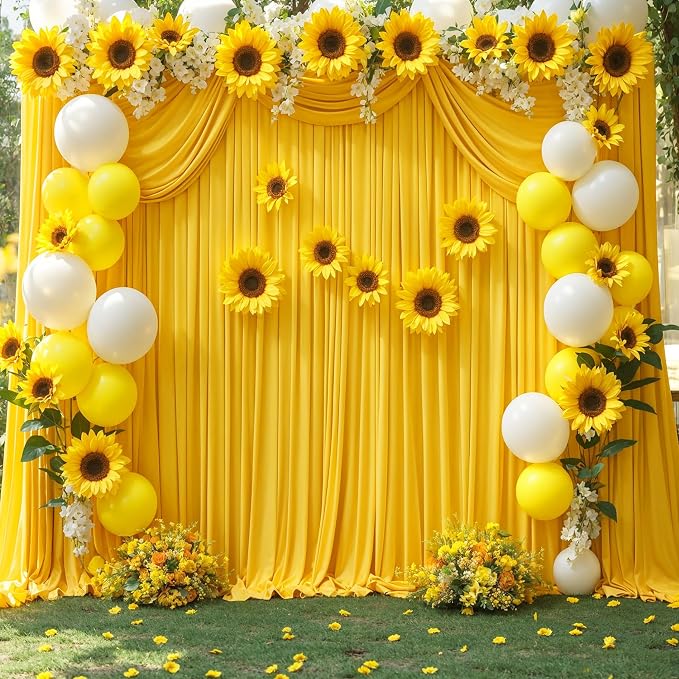 8 Panels Yellow Backdrop Curtains - Image 5