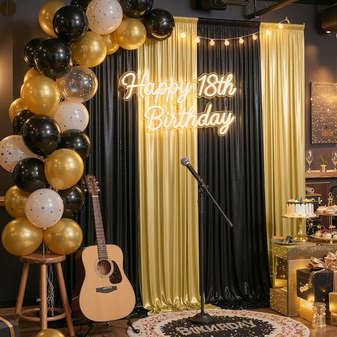 20ft x 10ft Gold Black Sequin Backdrop Curtain by Outpain