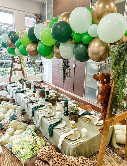 Green and Gold Balloons, Jungle Safari Party Decor | Different Shades Green - Image 3