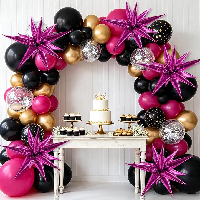 Hot Pink Star Balloons 60Pcs Spike Balloons - Image 5