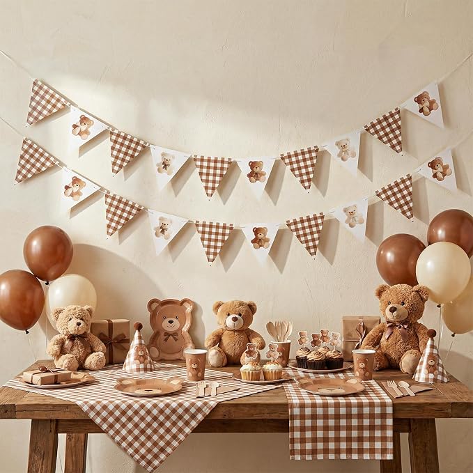 2 Pcs Neutral We Can Bearly Wait Banner 6.56 ft Bear Theme Baby Shower - Image 3
