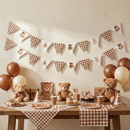 2 Pcs Neutral We Can Bearly Wait Banner 6.56 ft Bear Theme Baby Shower - Image 3