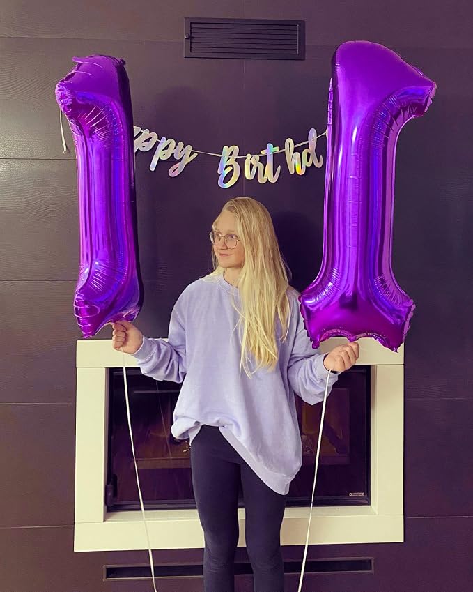 1 Balloon Numbers Birthday Decorations, 40In Purple Balloons - Image 5