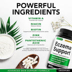 Greenford Eczema Treatment & Support for Natural Relief - Made in USA - Skin Vitamins & Herbals for Eczema, Acne, Psoriasis, Rosacea Treatment with Zinc, Niacinamide & Probiotics - 60 caps