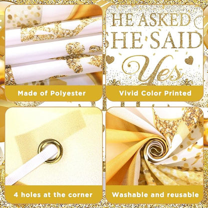 Gold Engagement Party Decorations White Gold Engagement Banner Backdrop He - Image 6