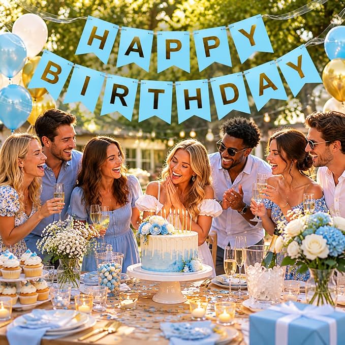 Blue Happy Birthday Banner Sign - Image 7