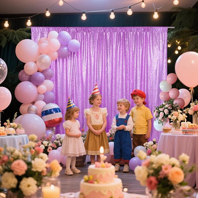 SquarePie 6x8ft Lavender Sequin Backdrop, High Density Non-Transparent Glitter - Image 4