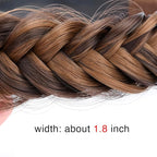 DIGUAN Wide Messy Braided Headband With Teeth Synthetic Hair Plaited Headband High Elasticity Braids Chunky Fishtail Braided Hair Band for Girls Women (Chocolate Toast)