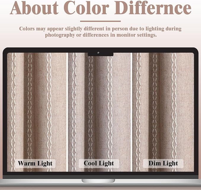 Blush Beige Boho Blackout Curtains 84 Inch 2 Panels - Image 5