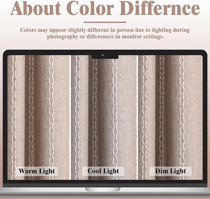 Blush Beige Boho Blackout Curtains 84 Inch 2 Panels - Image 5