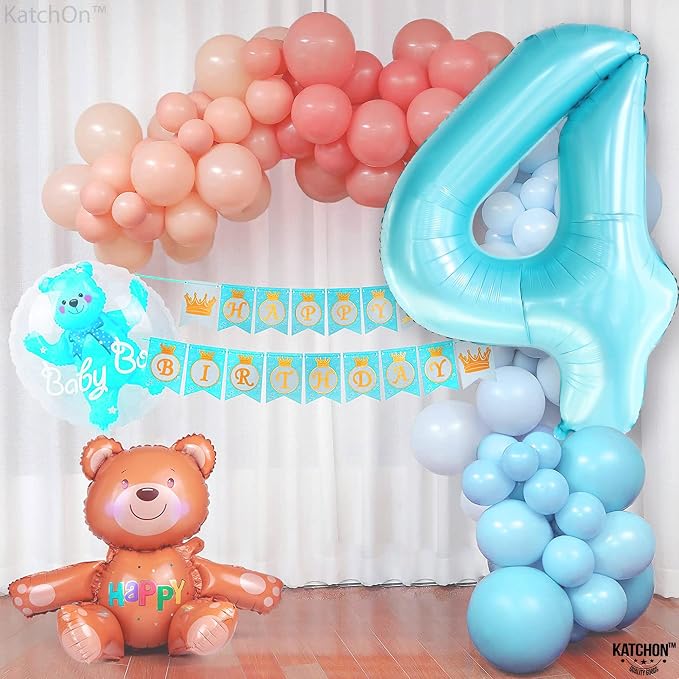 KatchOn Light Blue 4 Balloon Number 40 Inch | 4 Foil Balloon, Light Blue Four - Image 2