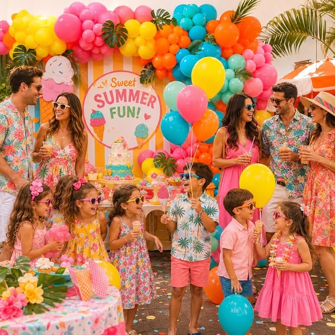 Colorful Balloons, 12 Inch Hot Pink Orange Yellow Teal Green Multicolor Bright - Image 3