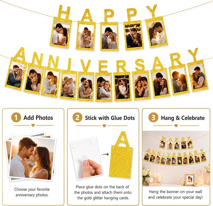 Gold Happy Anniversary Banner - Image 5