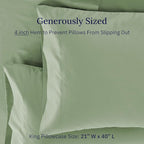 California Design Den Premium King Pillowcases Set of 2-600 Thread Count Sateen, Natural 100% Cotton King Size Pillow Case Pair, Crisp, Durable Bedding - Laurel Green