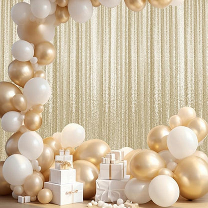 4×8FT Champagne Sequin Backdrop Curtain, Photography Backdrop Glitter Curtains by Pufogu