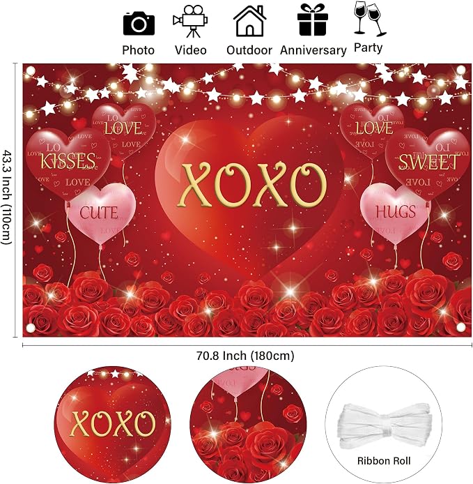 Anniversary Red Backdrop Decoration - Image 3