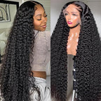 34 Inch Deep Wave Lace Frontal Wigs Human Hair 200 Density 13x6 HD Transparent Deep Wave Lace Front Wigs for Women Glueless Wigs Human Hair Pre Plucked Deep Wave Wig with Baby Hair