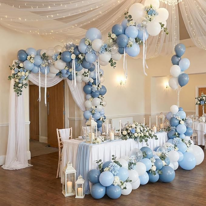RUBFAC Dusty Blue and White Balloons, Party Balloons - Image 5
