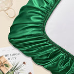 Manyshofu Satin Pillowcases for Hair Protection - 1Pcs Green Pillow Cases, Elastic Band Standard & Queen Satin Pillowcases Luxury Silky Pillow Cases Travel Pillow Covers